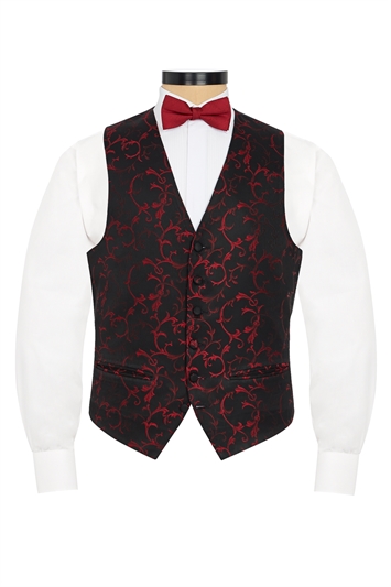 Valencia Burgundy floral patterned evening waistcoat