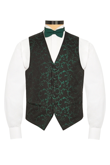 Valencia Green floral patterned evening waistcoat