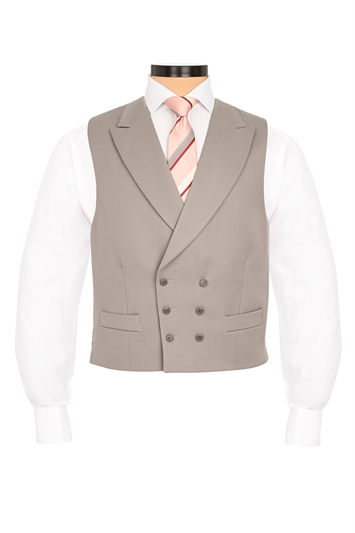 Tailored Fit Double Breasted Grey Waistcoat
