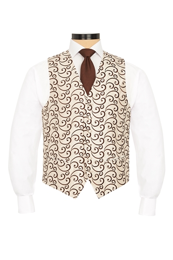 Rialto Brown embroidered swirl morning waistcoat