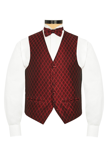 Firenze Red  diamond patterned evening waistcoat
