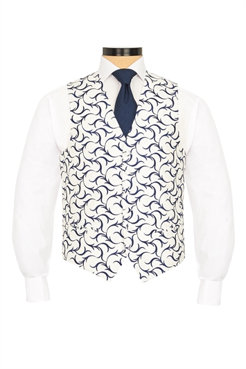 Palermo Navy Blue embroidered swirl morning  waistcoat