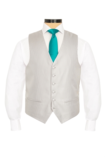 Regular Fit Silver Satin Cord Waistcoat