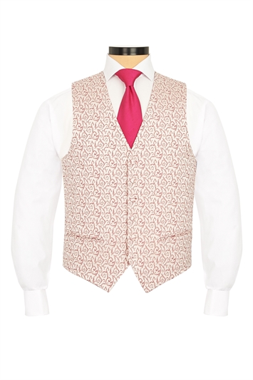 Regular Fit Pink Brocade Waistcoat