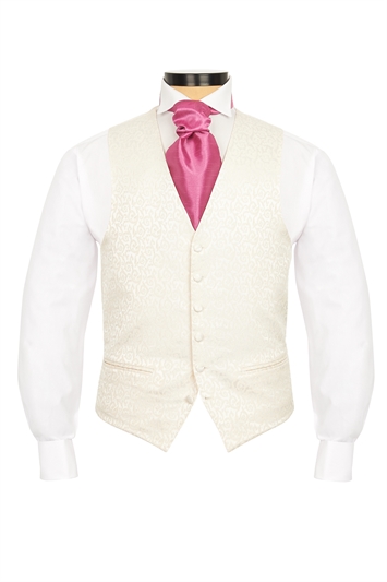 Regular Fit Ivory Brocade Waistcoat