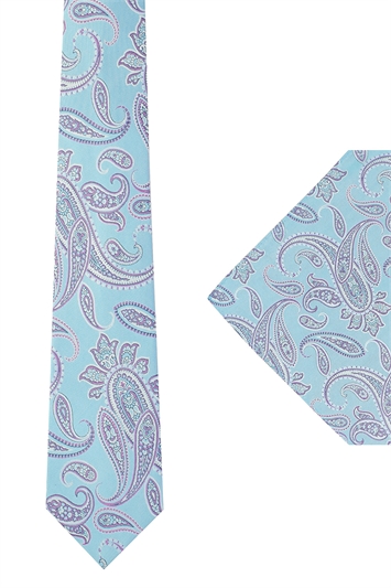 Ted Baker Turquoise Paisley tie & hank set
