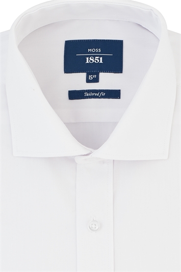 Moss 1851 Tailored Fit Regular Collar Shirt with Double Cuffs