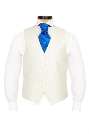 Regular Fit White Satin Cord Waistcoat