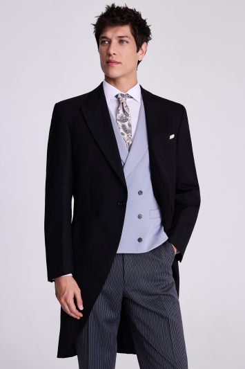 Regular Fit Black Herringbone Tails