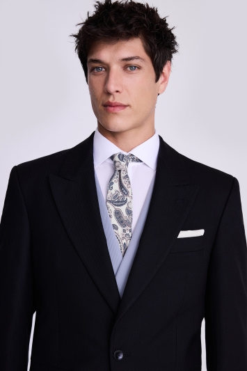 Regular Fit Black Herringbone Tails