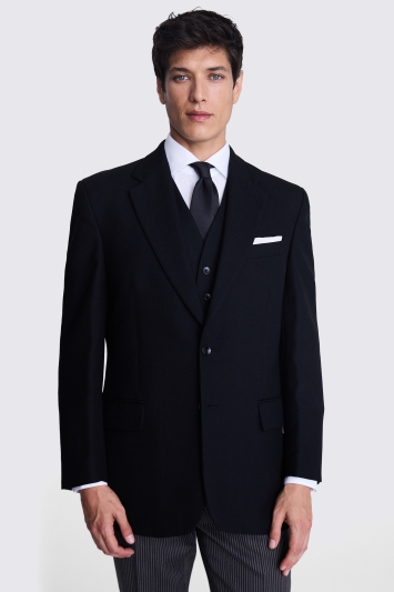 Regular Fit Black Herringbone Suit