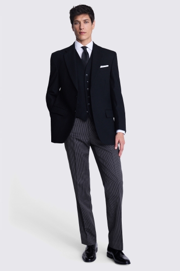 Regular Fit Black Herringbone Suit