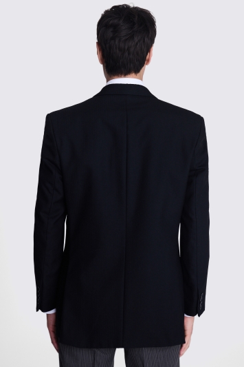 Regular Fit Black Herringbone Suit