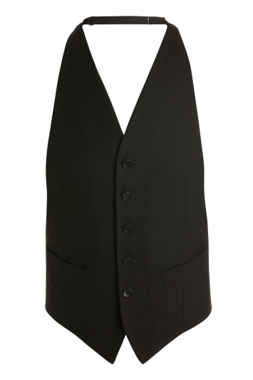 Regular Fit Black Herringbone Vest