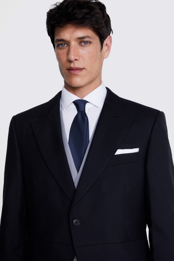 Regular Fit Navy Herringbone Tails