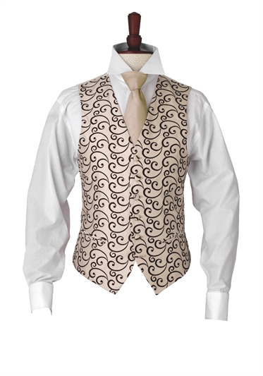 Junior Rialto Brown embroidered swirl morning waistcoat
