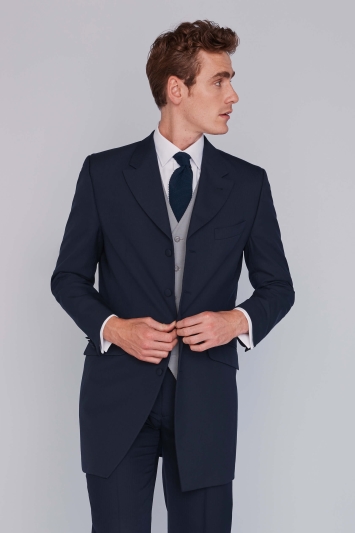 Moss Bros Navy Herringbone Suit