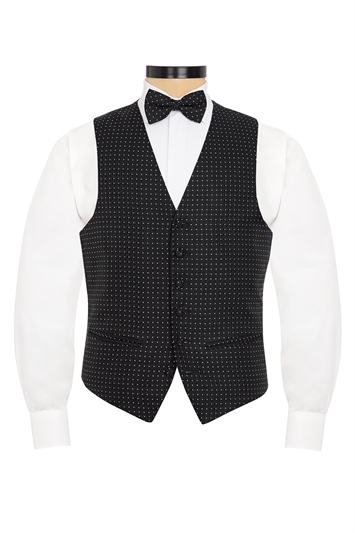 Calpe black evening waistcoat with silver spots