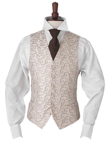 Junior Heywood Caramel embroidered swirl morning waistcoat