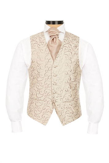 Heywood Caramel embroidered swirl morning waistcoat