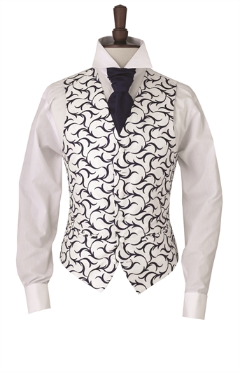 Junior Palermo Navy Blue embroidered swirl morning waistcoat