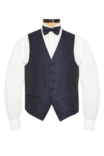 Bologna Blue evening waistcoat with Silver dots
