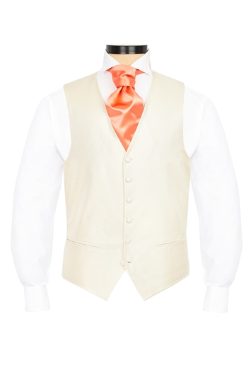 Regular Fit Cream Satin Cord Waistcoat