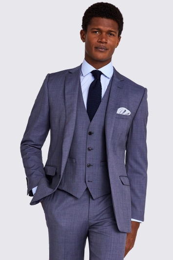 Moss Tailored Fit Blue Sharkskin Suit