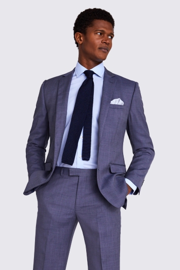 Moss Tailored Fit Blue Sharkskin Suit