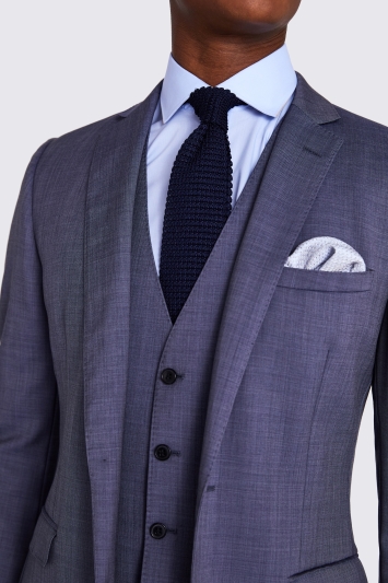 Moss Tailored Fit Blue Sharkskin Suit