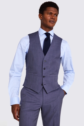 Moss Tailored Fit Blue Sharkskin Suit