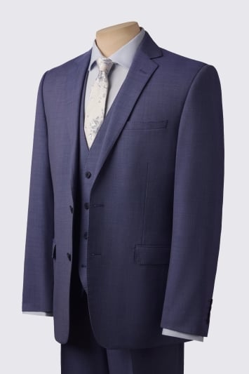 Moss Tailored Fit Blue Sharkskin Suit