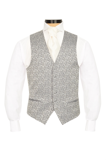 Regular Fit Blue Brocade Waistcoat
