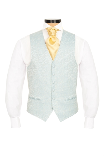 Regular Fit Duck Egg Brocade Waistcoat