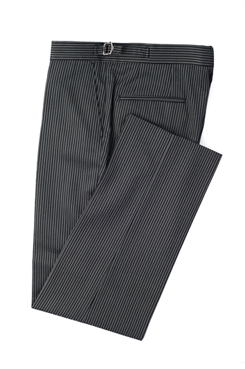 Classic grey and black traditional stripe Flat fronted morning trousers