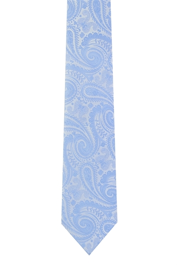 Moss 1851 Light Blue Paisley Tie
