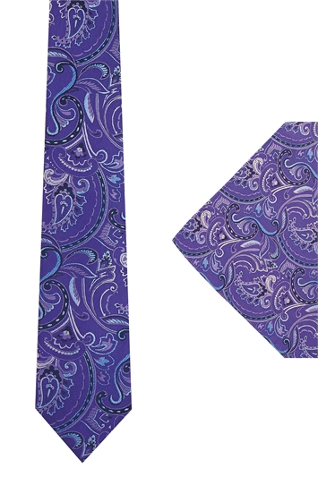 Ted Baker Purple Patterned tie & hank set