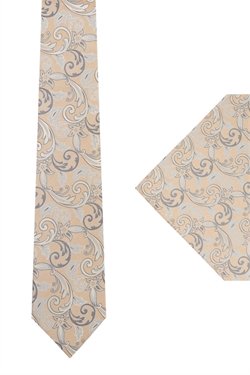 Ted Baker Gold Patterned tie & hank set