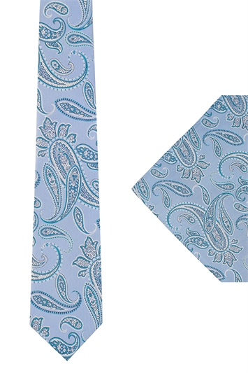 Ted Baker Light Blue Paisley tie & hank set