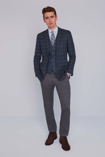 Moss 1851 Grey Windowpane Tweed Jacket