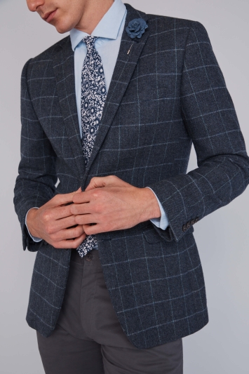 Moss 1851 Grey Windowpane Tweed Jacket