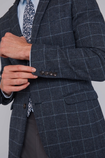 Moss 1851 Grey Windowpane Tweed Jacket