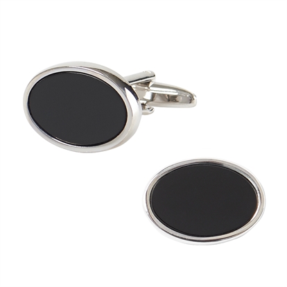 Silver colour Cuff Links with Black stone