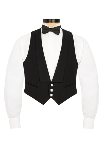 Black Prince Charlie Waistcoat (3 silver buttons)