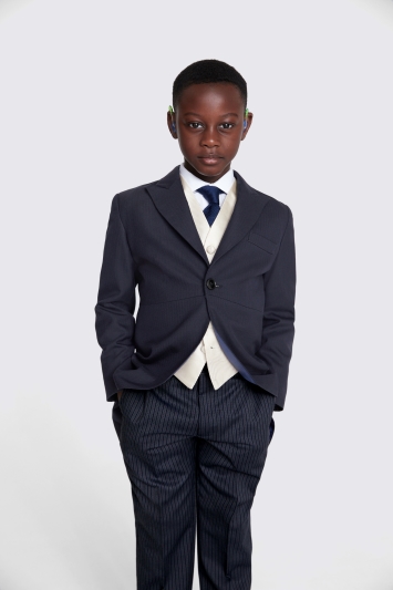 Boys Navy Herringbone Morningwear Tails