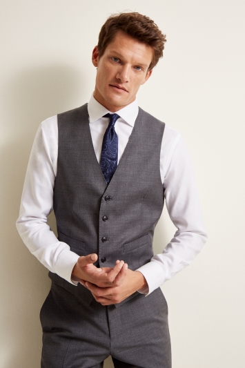 Tailored Fit Grey Twill Waistcoat