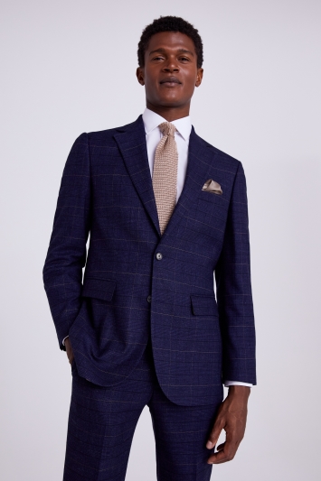 Moss Tailored Fit Navy Black Check Suit