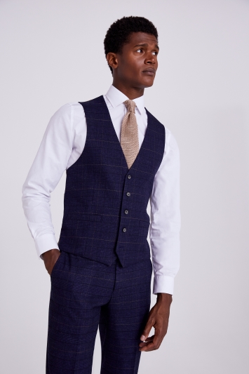 Moss Tailored Fit Navy Black Check Suit