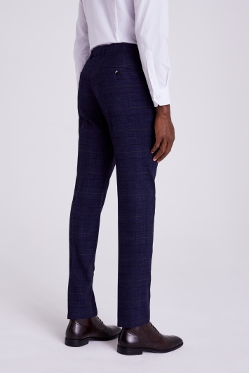 Moss Tailored Fit Navy Black Check Suit