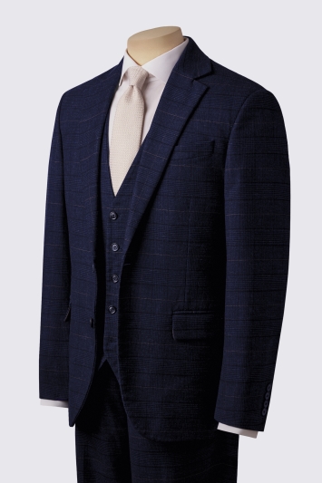 Moss Tailored Fit Navy Black Check Suit